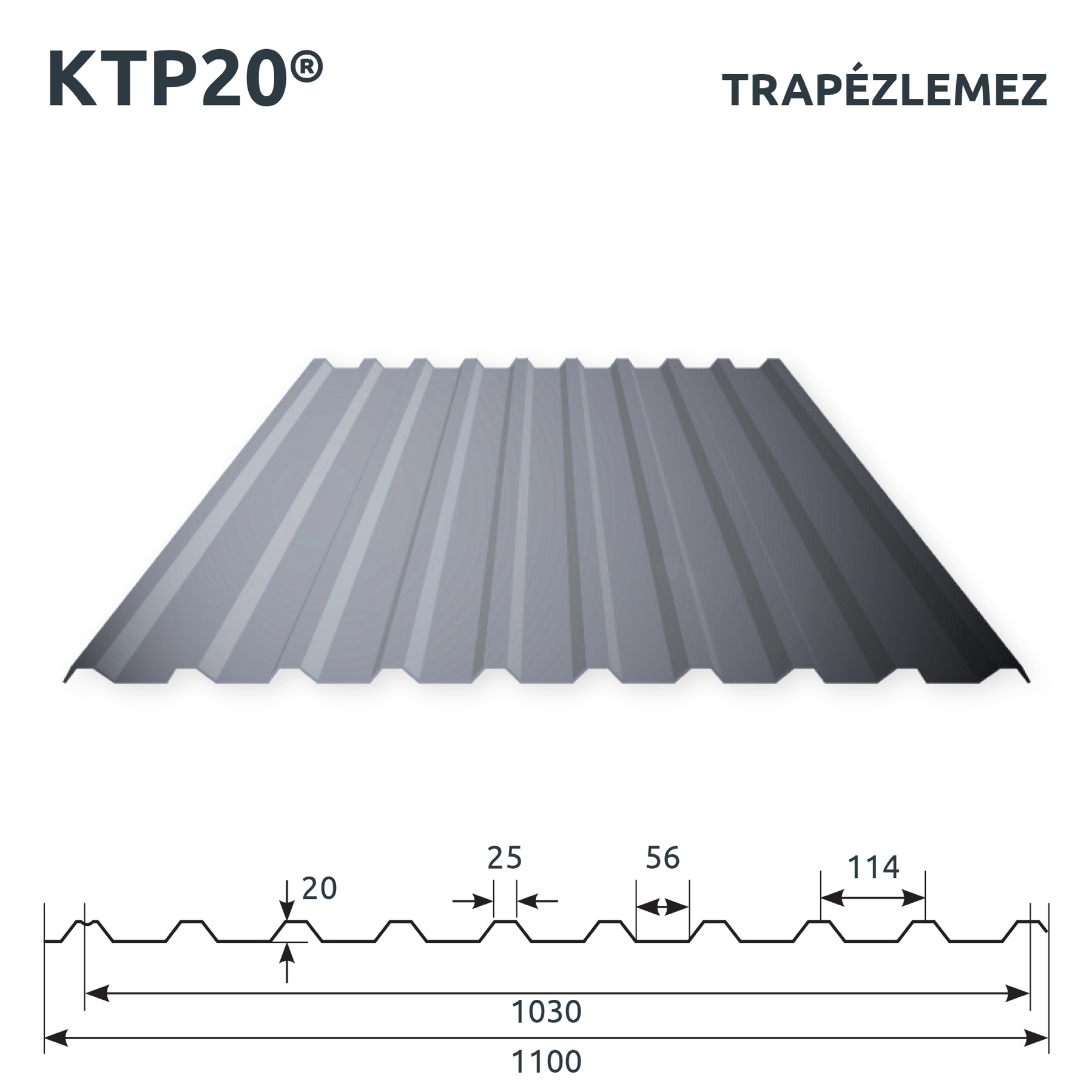 KTP20 trapézlemez metszet- KériBádog
