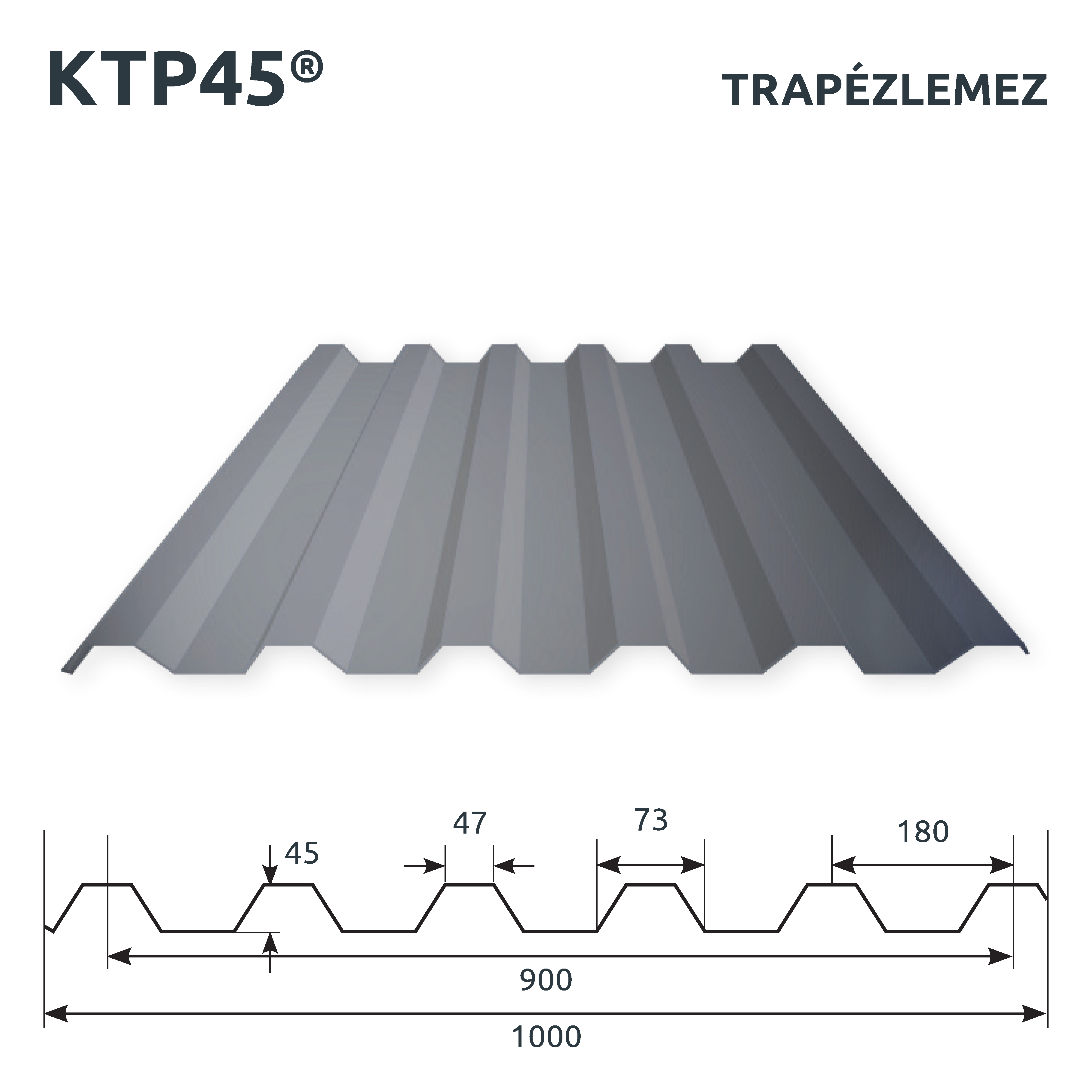 KTP45 trapézlemez metszet - KériBádog