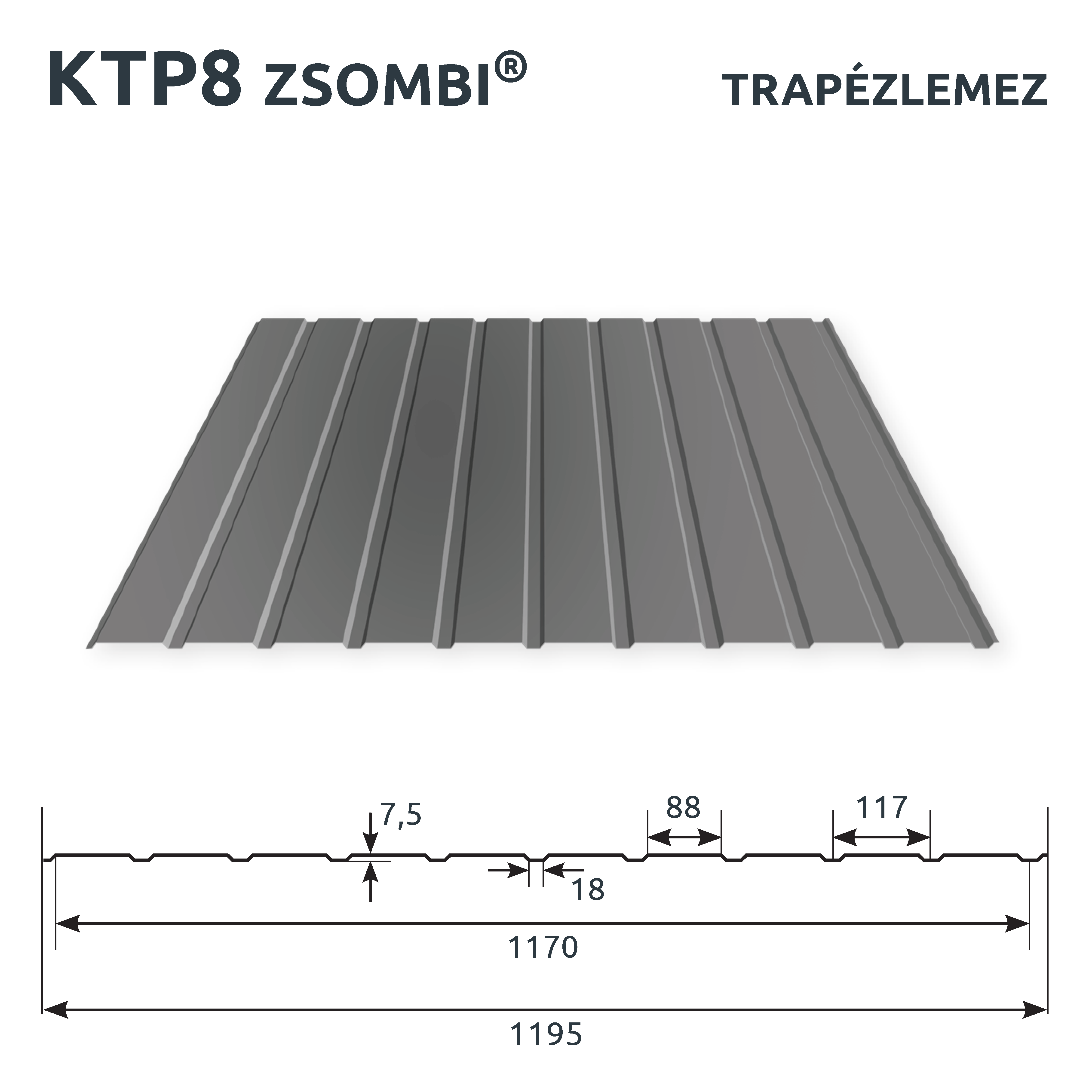 Zsombi KTP8 trapézlemez - KériBádog